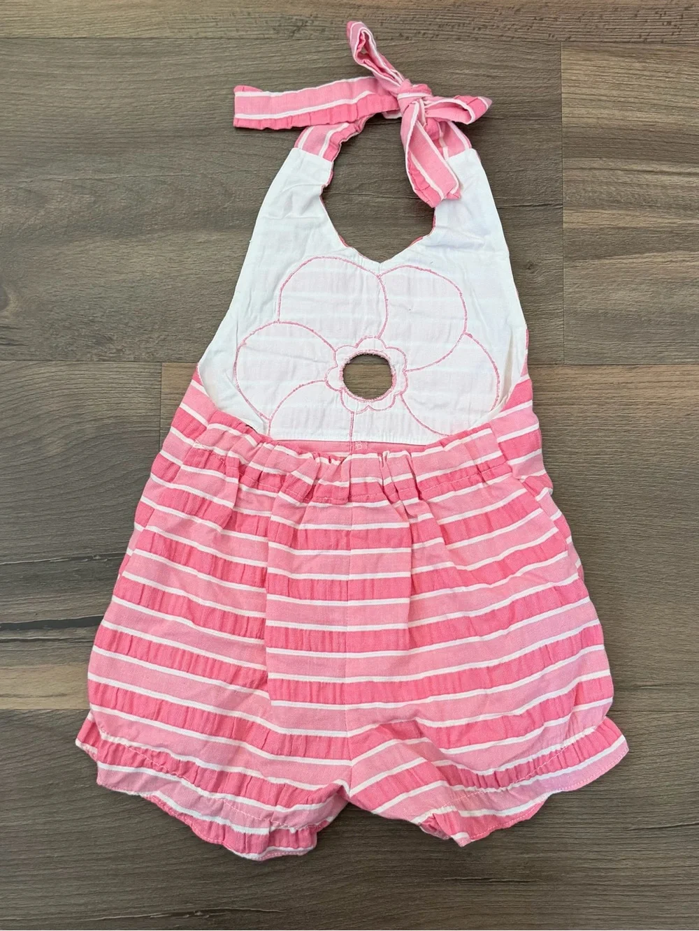 Vintage Toddler Pink Striped Halter Romper - Size 18-24 Months